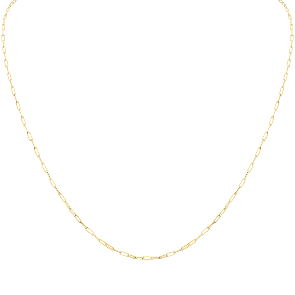 14K Yellow Gold 1.5MM Paperclip Necklace With Lobster Clasp...